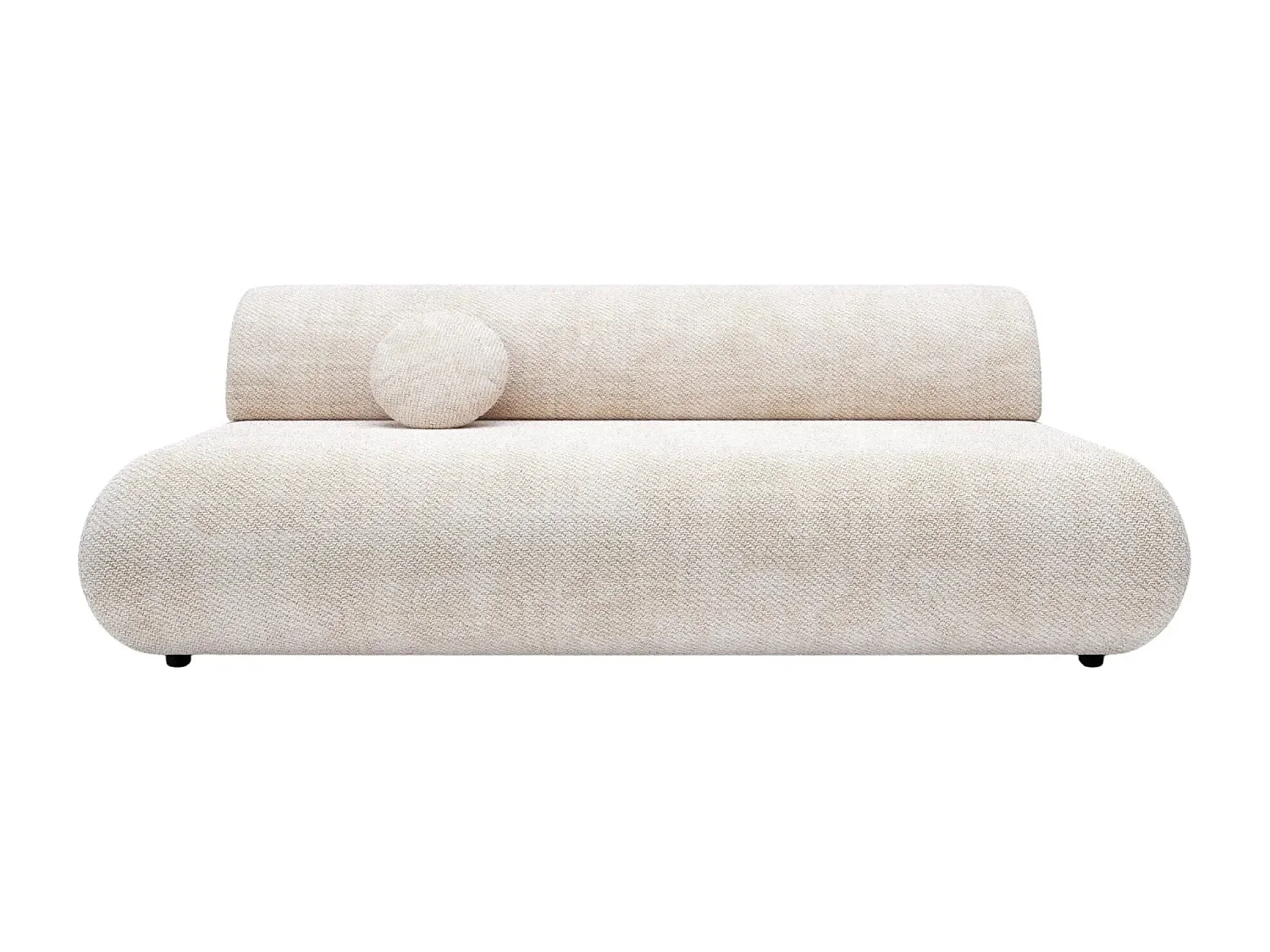 LEVI - Canapé droit convertible tissu lisse 2 places - Beige