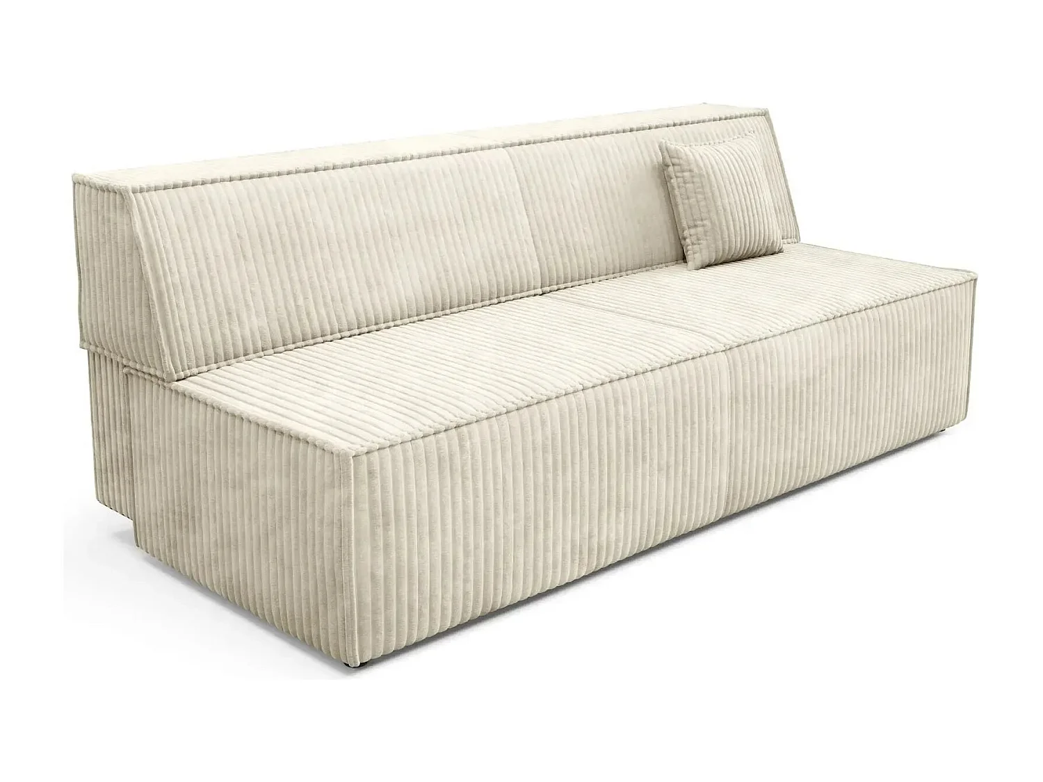 BURANO - Canapé droit convertible velours côtelé 2 places - Beige