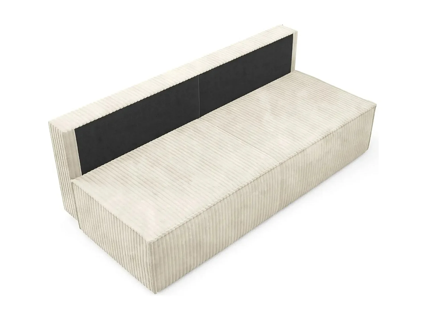 BURANO - Canapé droit convertible velours côtelé 2 places - Beige