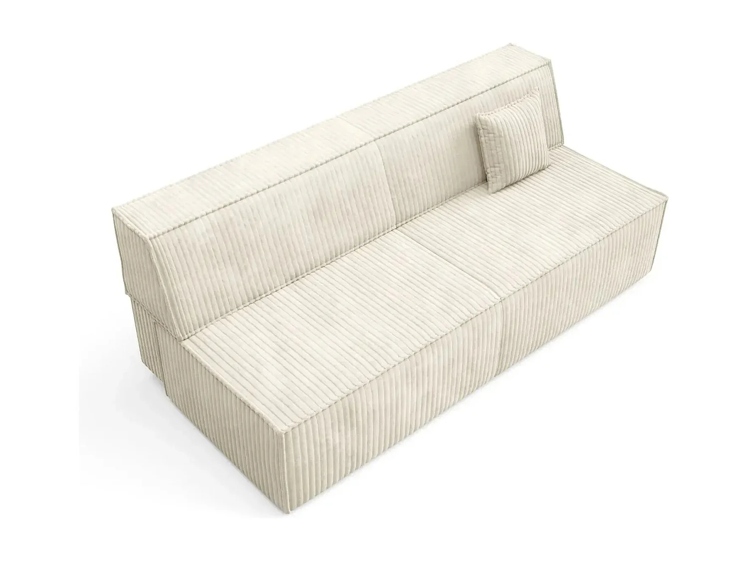 BURANO - Canapé droit convertible velours côtelé 2 places - Beige