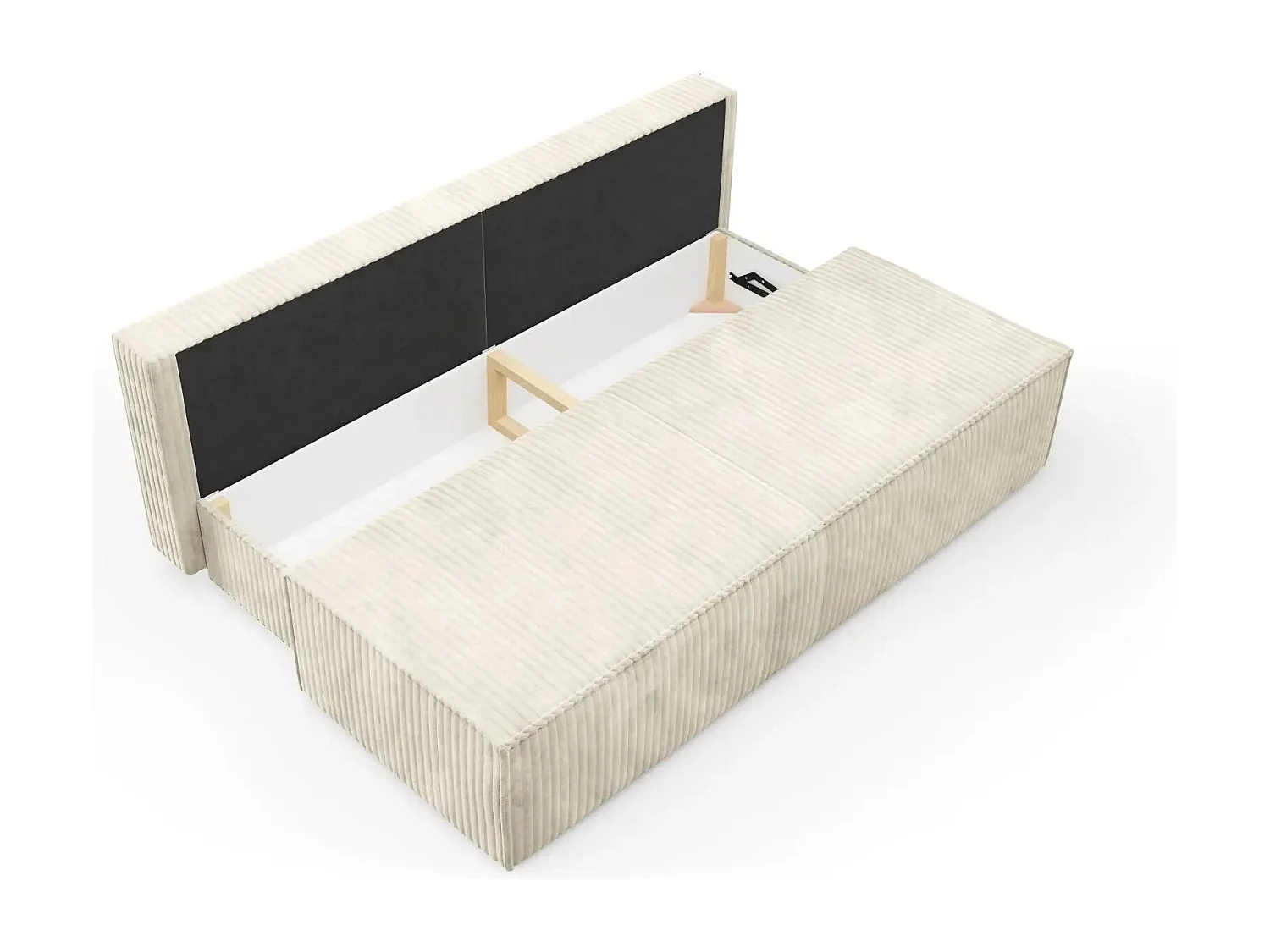 BURANO - Canapé droit convertible velours côtelé 2 places - Beige