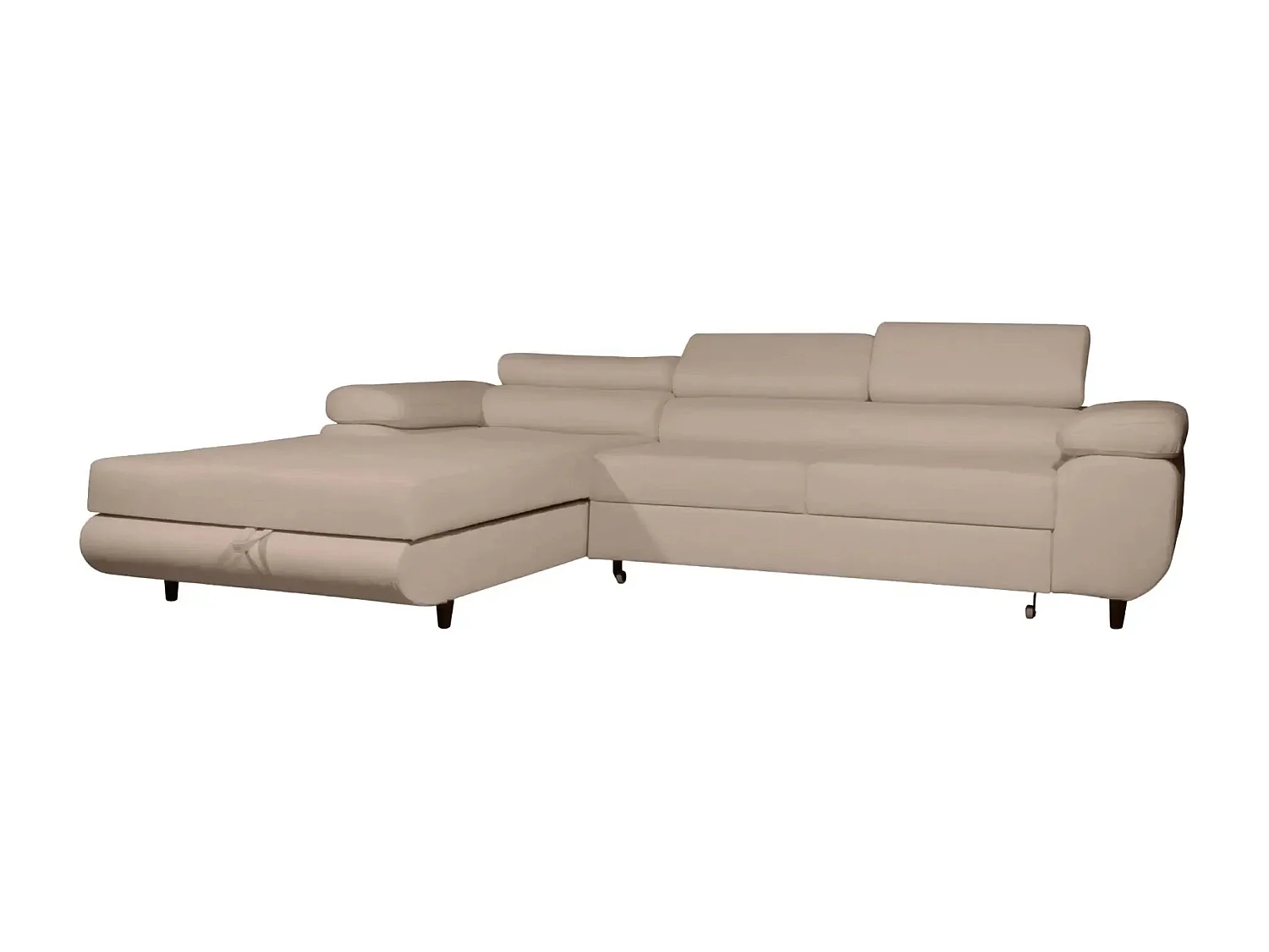 CHARLIE - Canapé d'angle convertible tissu chiné 4 places - Café - Gauche