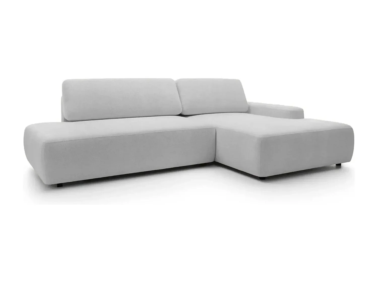 IVY O - Canapé d'angle convertible coffre tissu chiné 3 places - Gris clair - Gauche