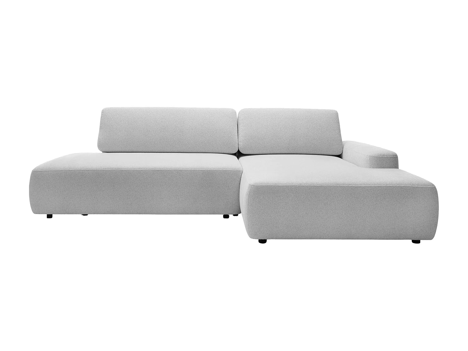 IVY O - Canapé d'angle convertible coffre tissu chiné 3 places - Gris clair - Gauche