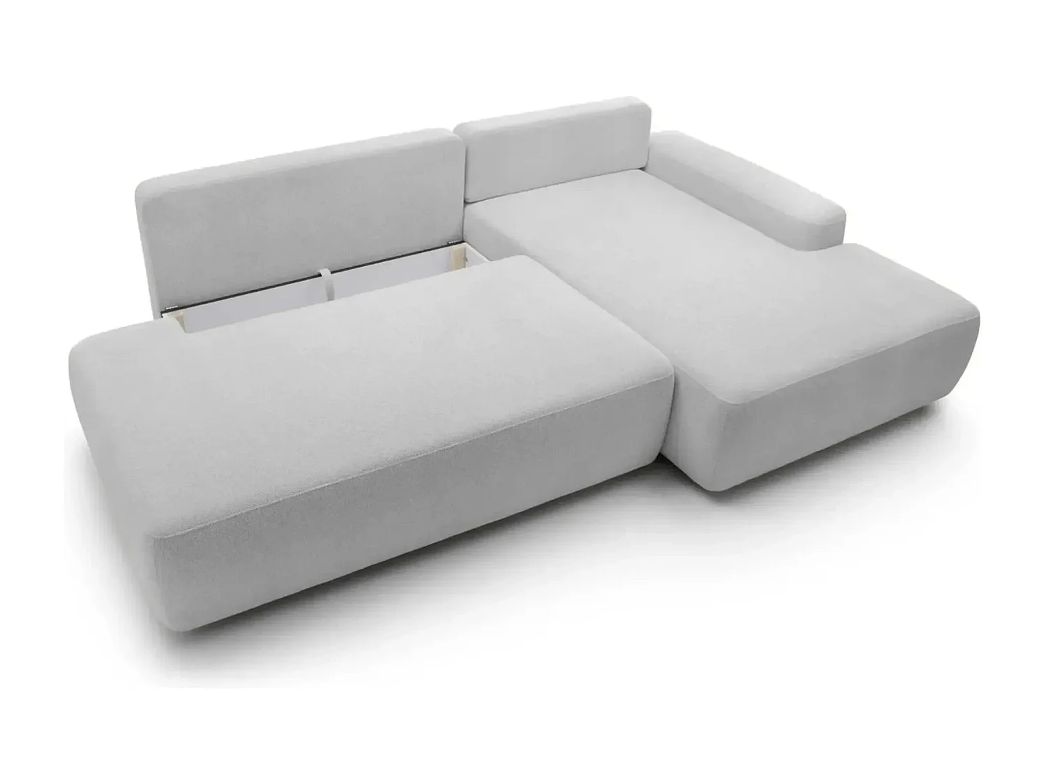 IVY O - Canapé d'angle convertible coffre tissu chiné 3 places - Gris clair - Gauche