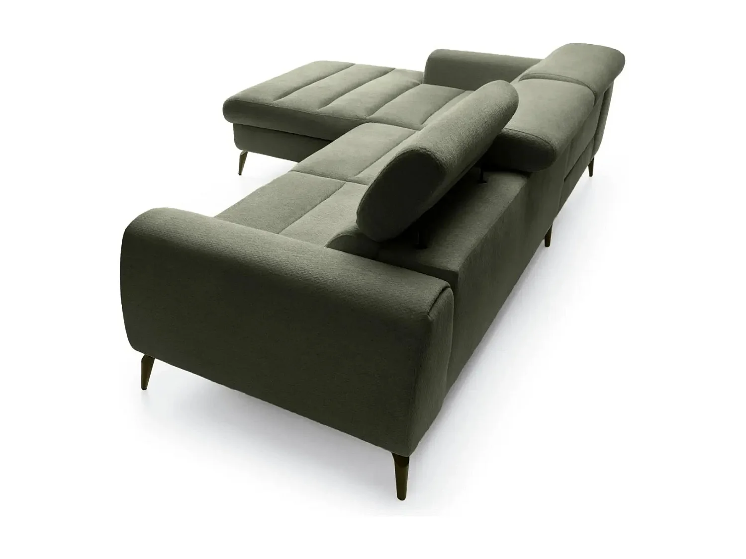 CLOVIS - Canapé d'angle convertible tissu chiné 4 places - Vert - Droit