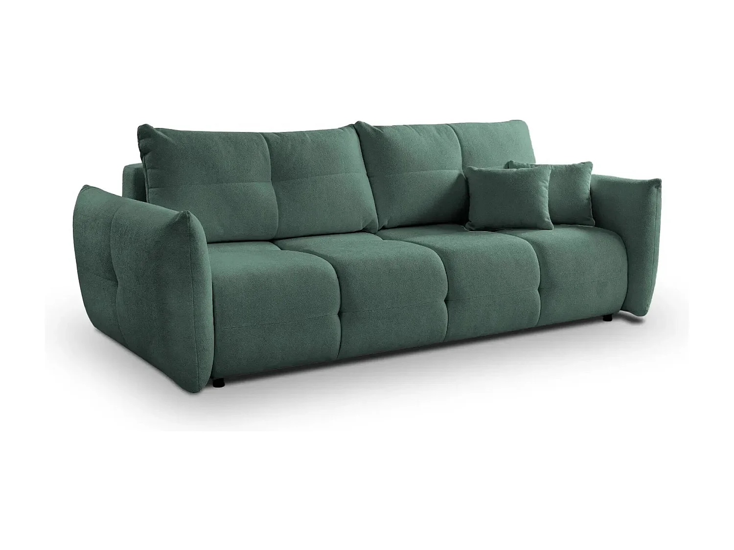 JUNE - Canapé droit convertible tissu bouclette 2 places - Vert