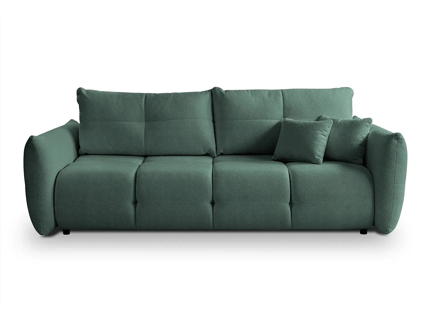 JUNE - Canapé droit convertible tissu bouclette 2 places - Vert