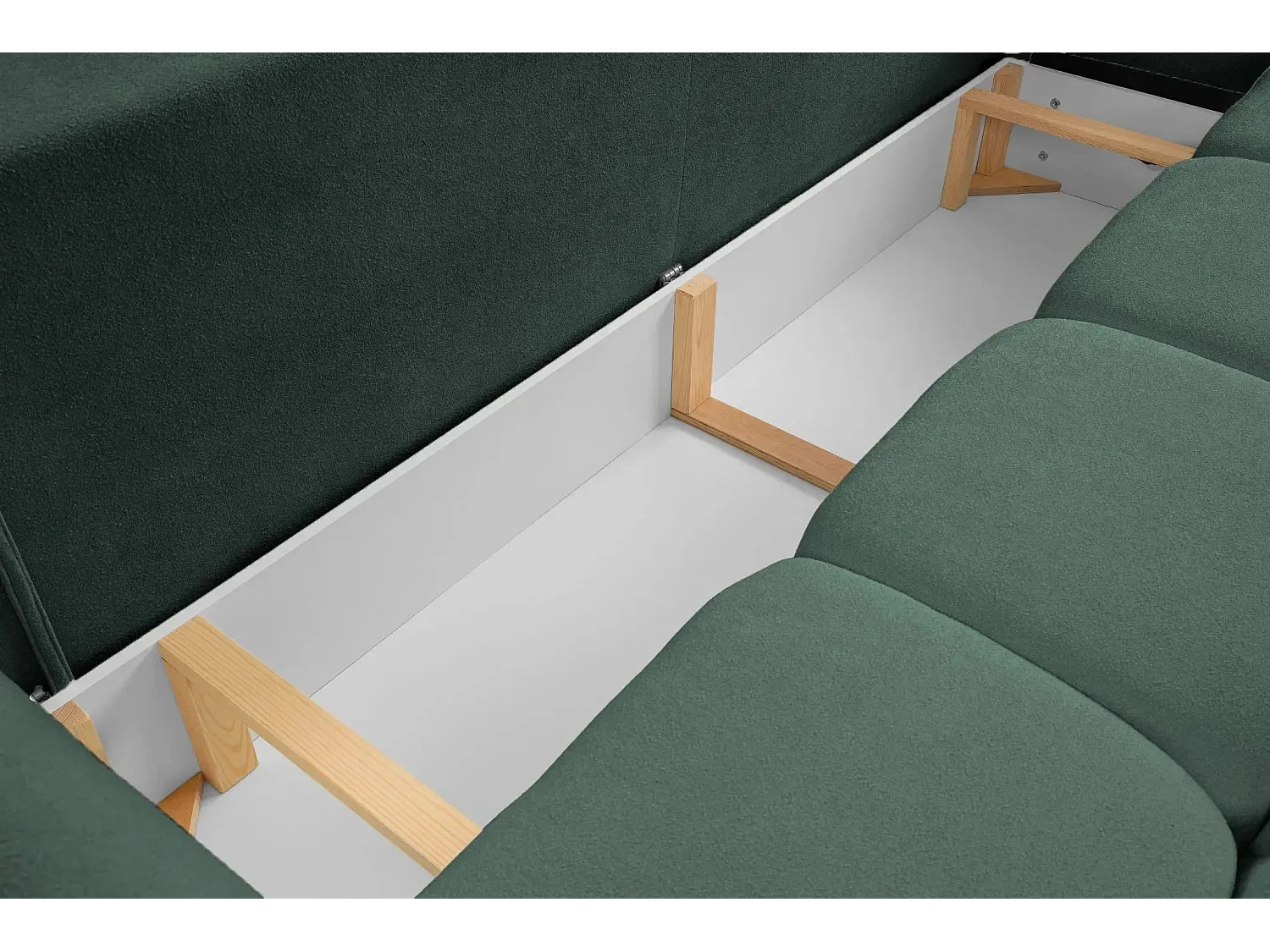 JUNE - Canapé droit convertible tissu bouclette 2 places - Vert