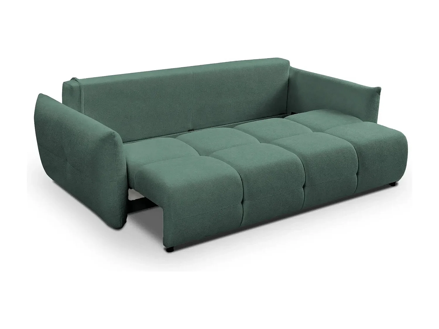 JUNE - Canapé droit convertible tissu bouclette 2 places - Vert