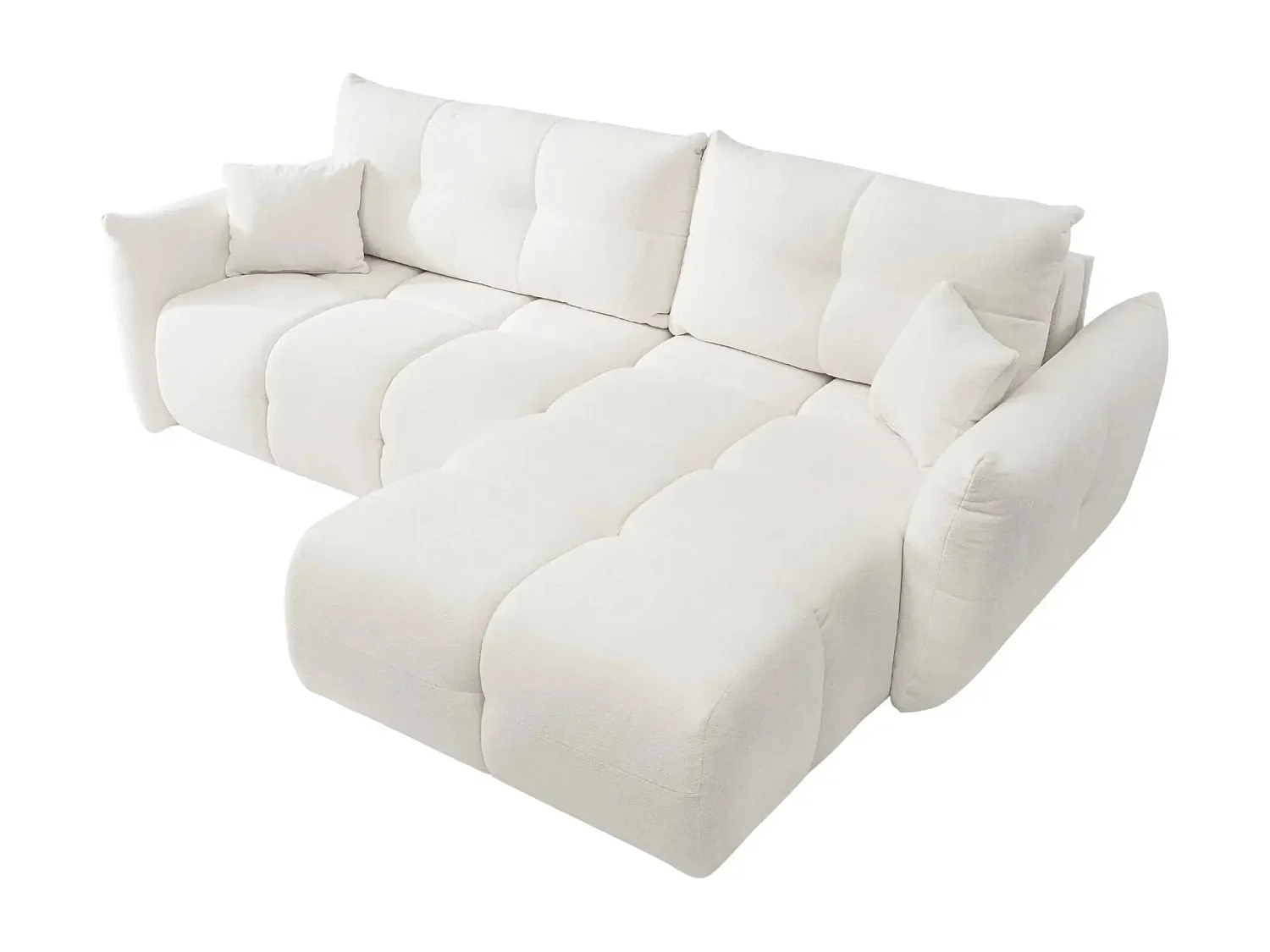 JUNE - Canapé d'angle convertible tissu bouclette 3 places - Beige