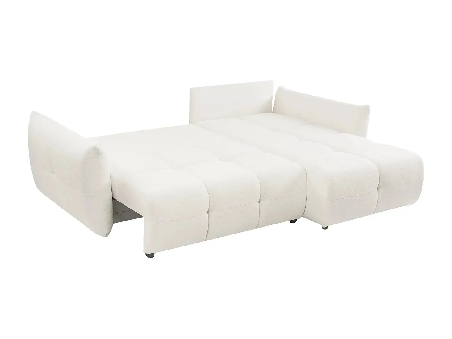 JUNE - Canapé d'angle convertible tissu bouclette 3 places - Beige