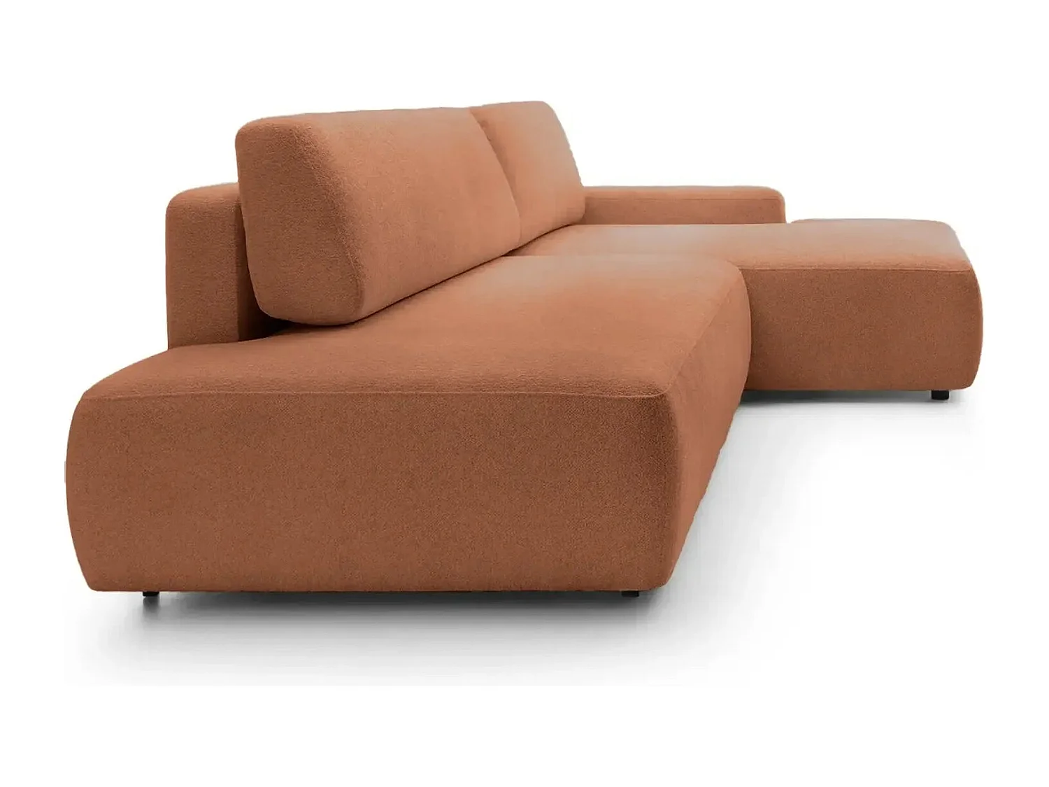 IVY O - Canapé d'angle convertible coffre tissu chiné 3 places - Terracotta - Droit