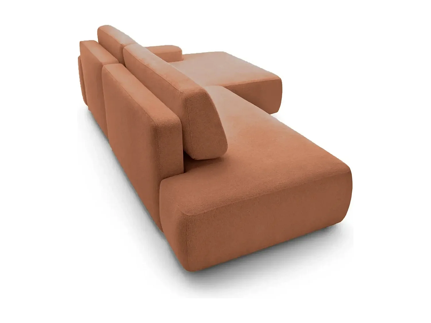 IVY O - Canapé d'angle convertible coffre tissu chiné 3 places - Terracotta - Droit