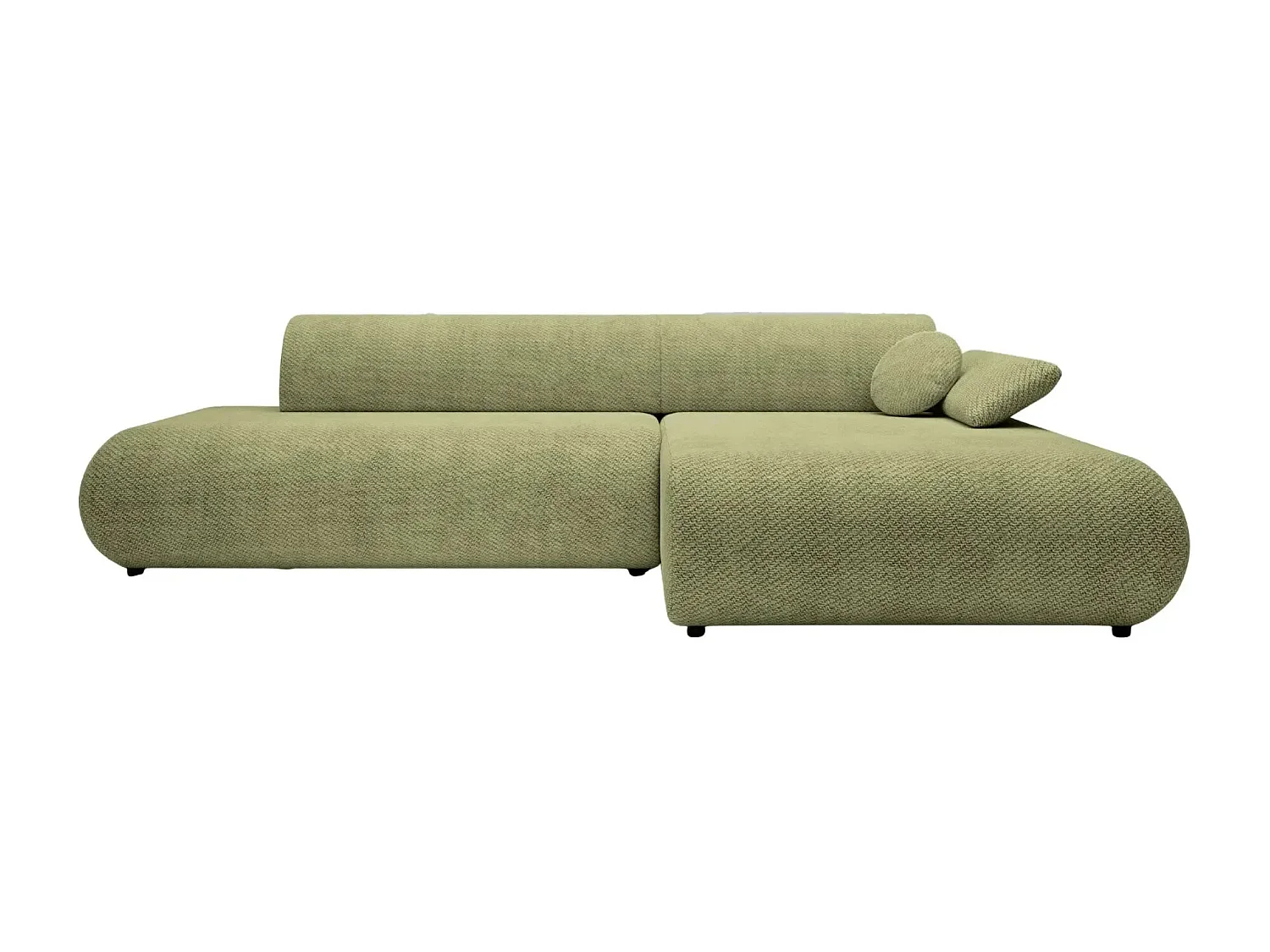 LEVI - Canapé d'angle convertible tissu lisse 3 places - Vert - Droit