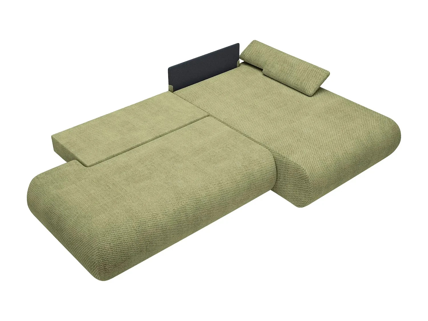 LEVI - Canapé d'angle convertible tissu lisse 3 places - Vert - Droit