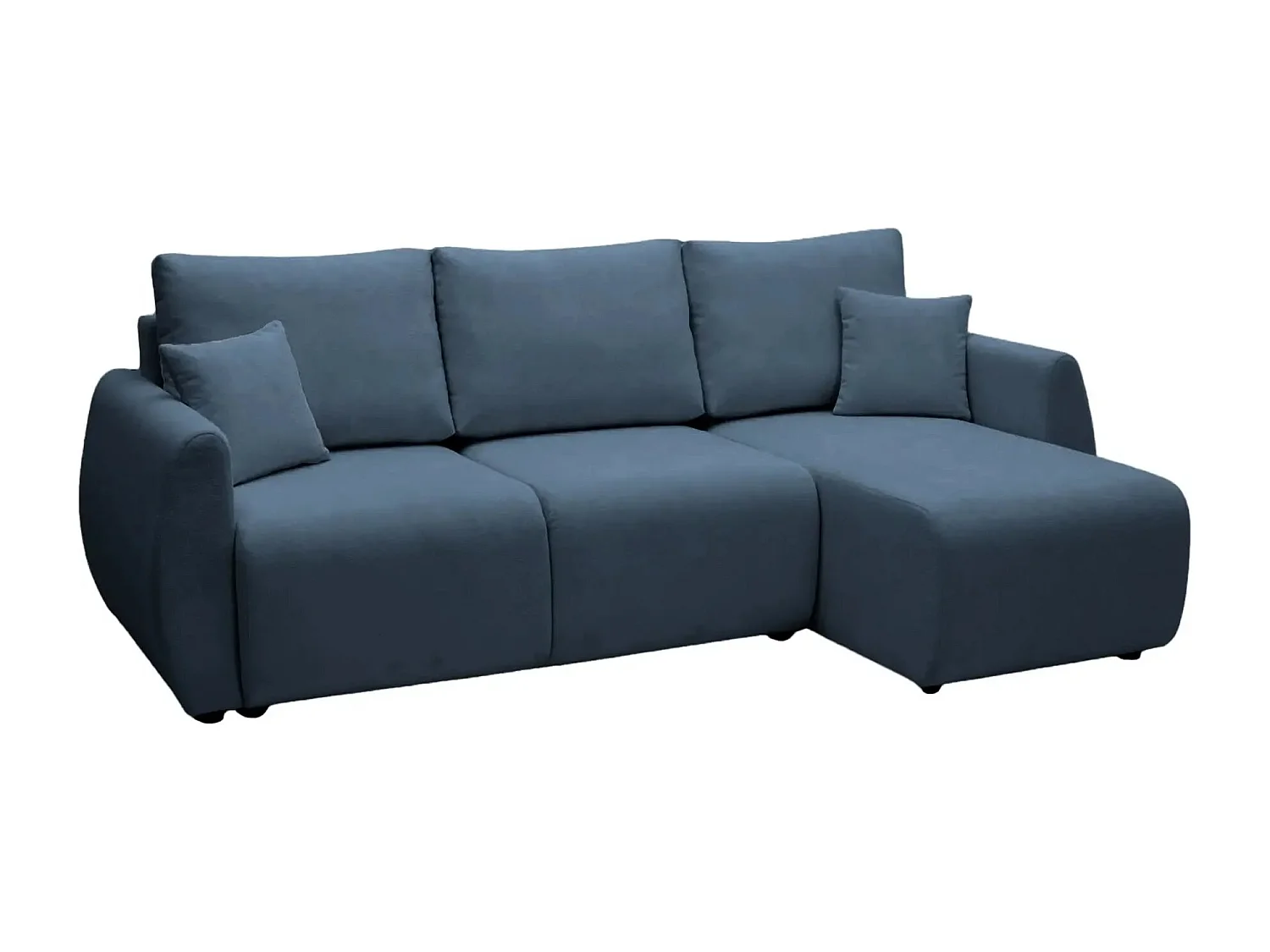 HERA - Canapé d'angle convertible tissu doux 3 places - Bleu