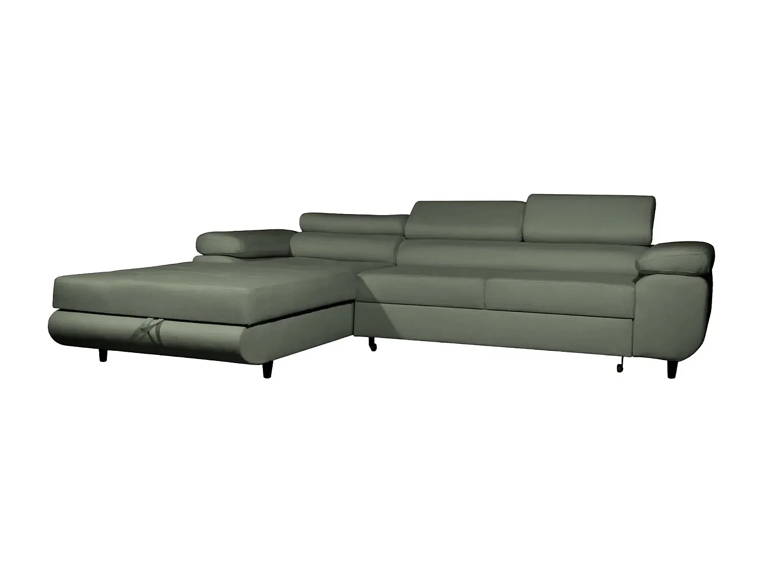 CHARLIE - Canapé d'angle convertible tissu chiné 4 places - Vert - Droit