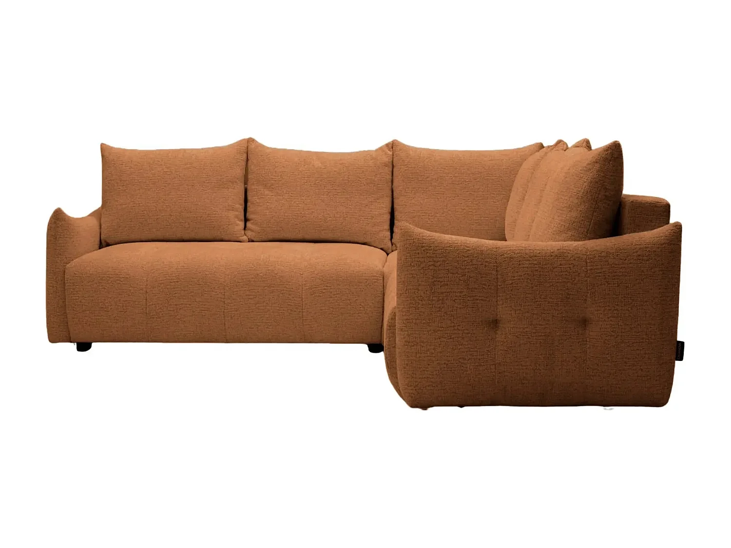 CELINE - Canapé panoramique convertible tissu chenille 5 places - Terracotta