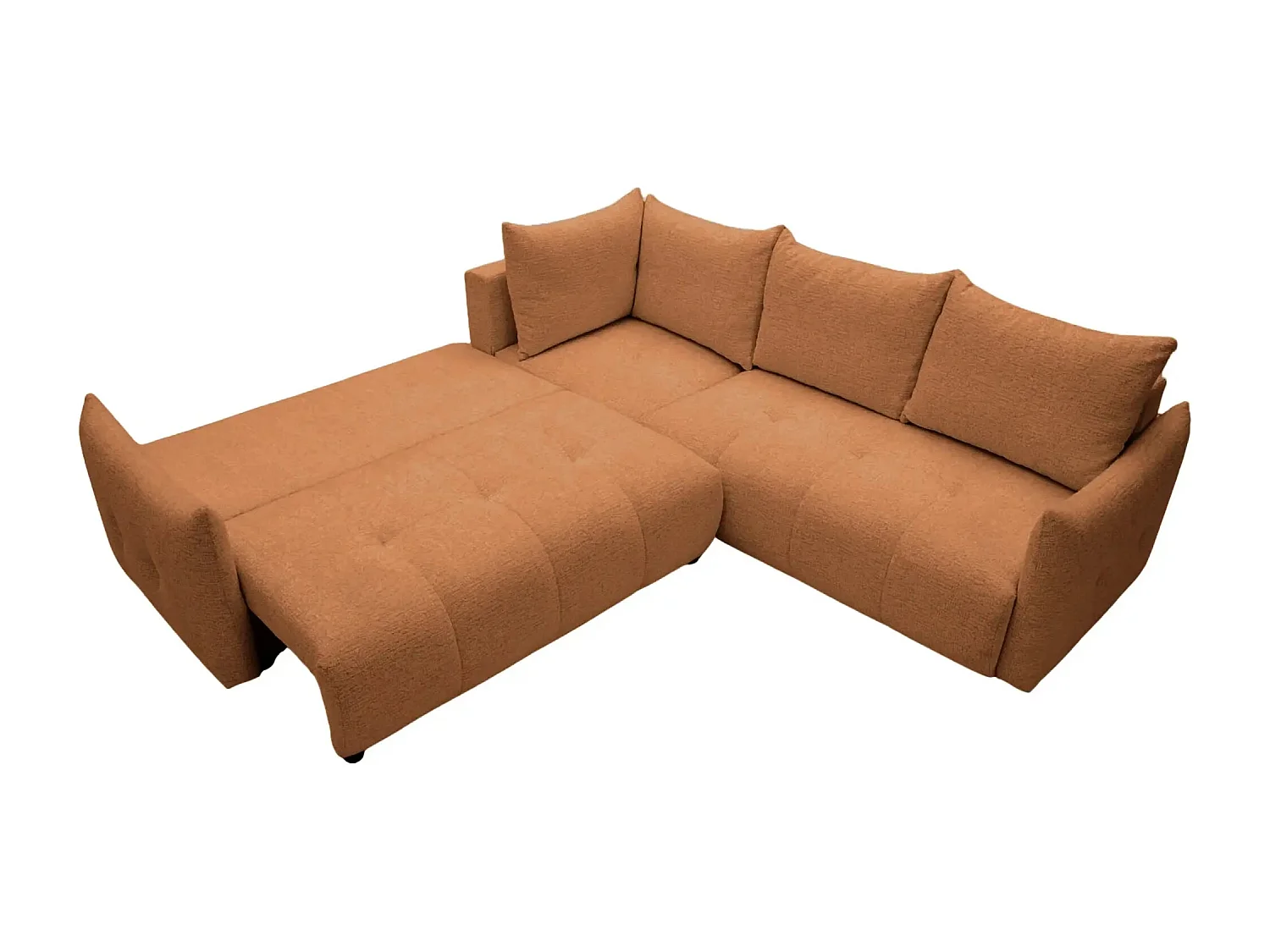 CELINE - Canapé panoramique convertible tissu chenille 5 places - Terracotta