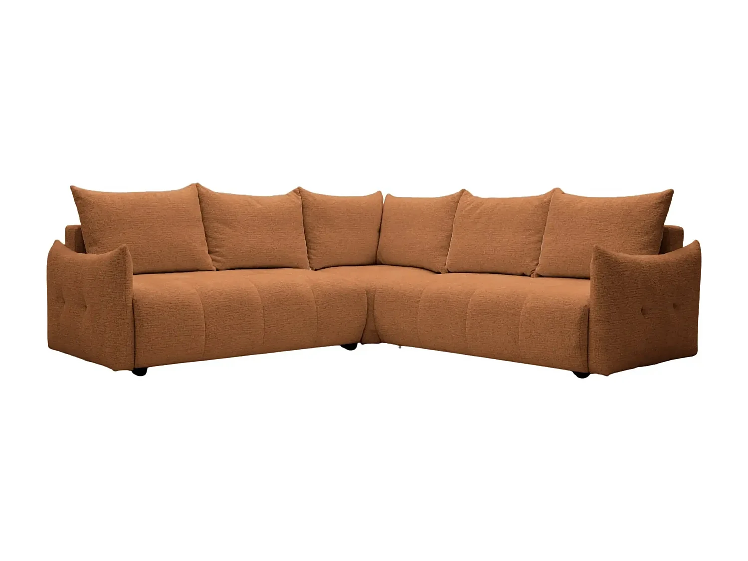 CELINE - Canapé panoramique convertible tissu chenille 5 places - Terracotta