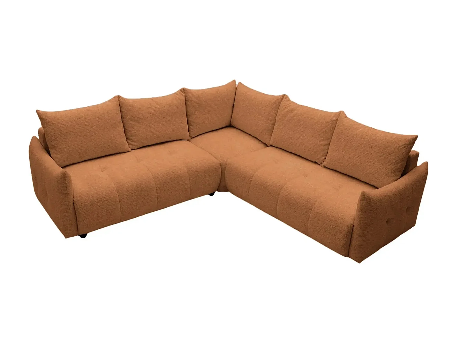 CELINE - Canapé panoramique convertible tissu chenille 5 places - Terracotta