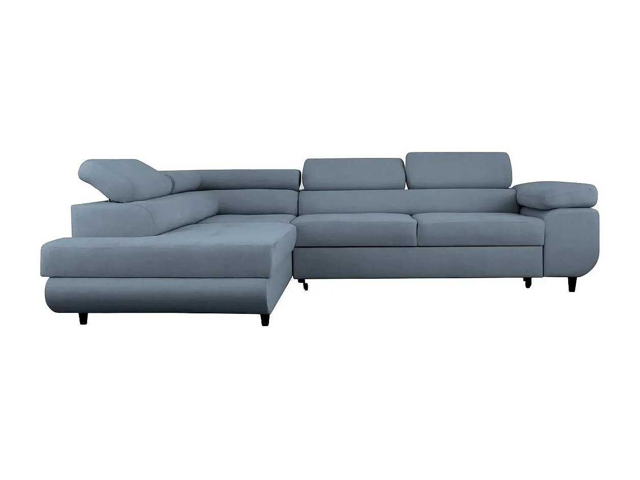 CHARLIE - Canapé d'angle convertible tissu chiné 4 places - Bleu - Droit