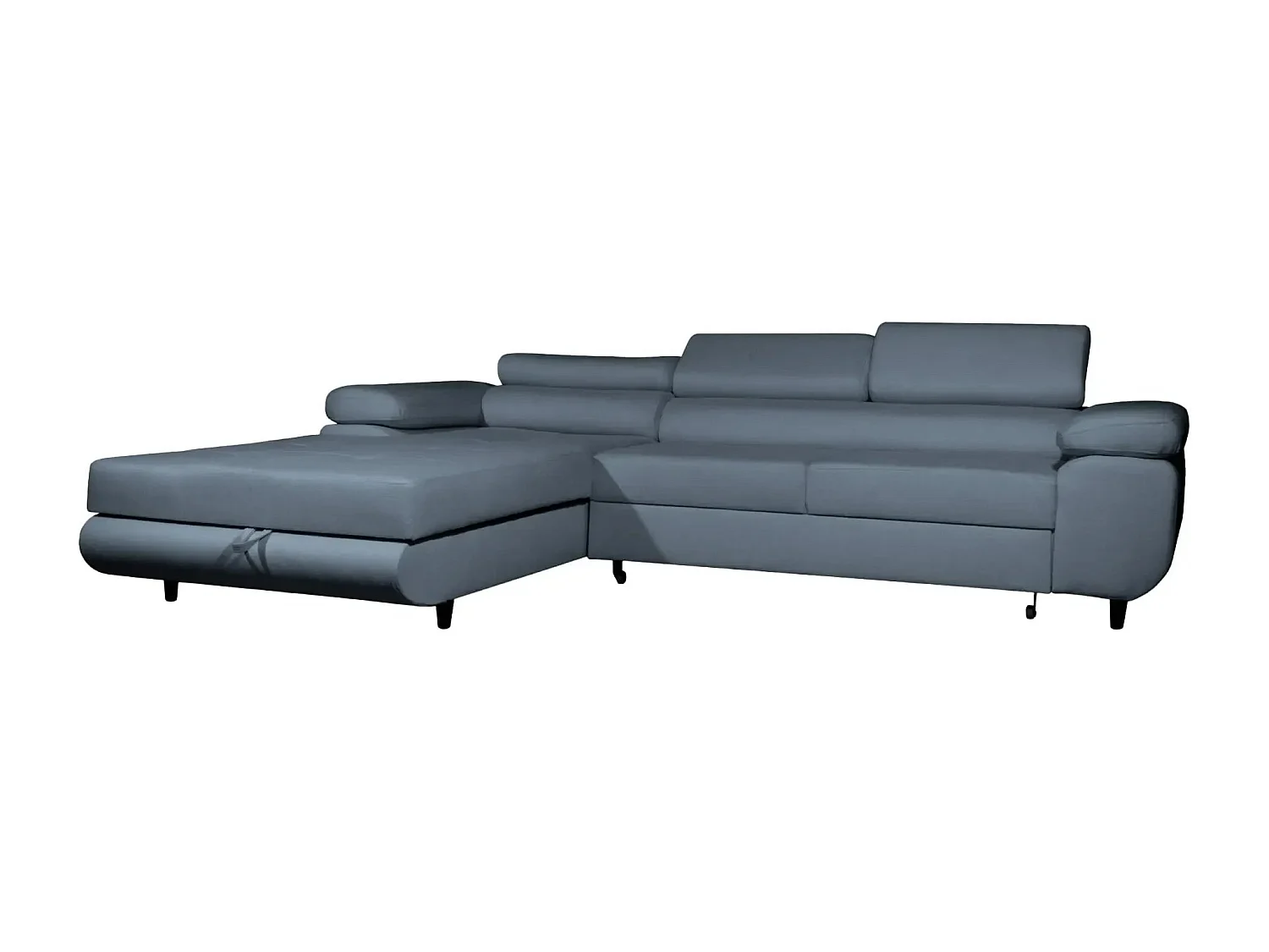 CHARLIE - Canapé d'angle convertible tissu chiné 4 places - Bleu - Droit