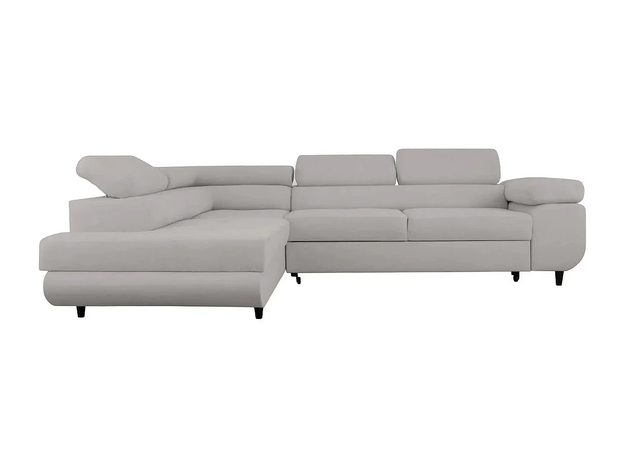 CHARLIE - Canapé d'angle convertible tissu chiné 4 places - Gris clair - Gauche