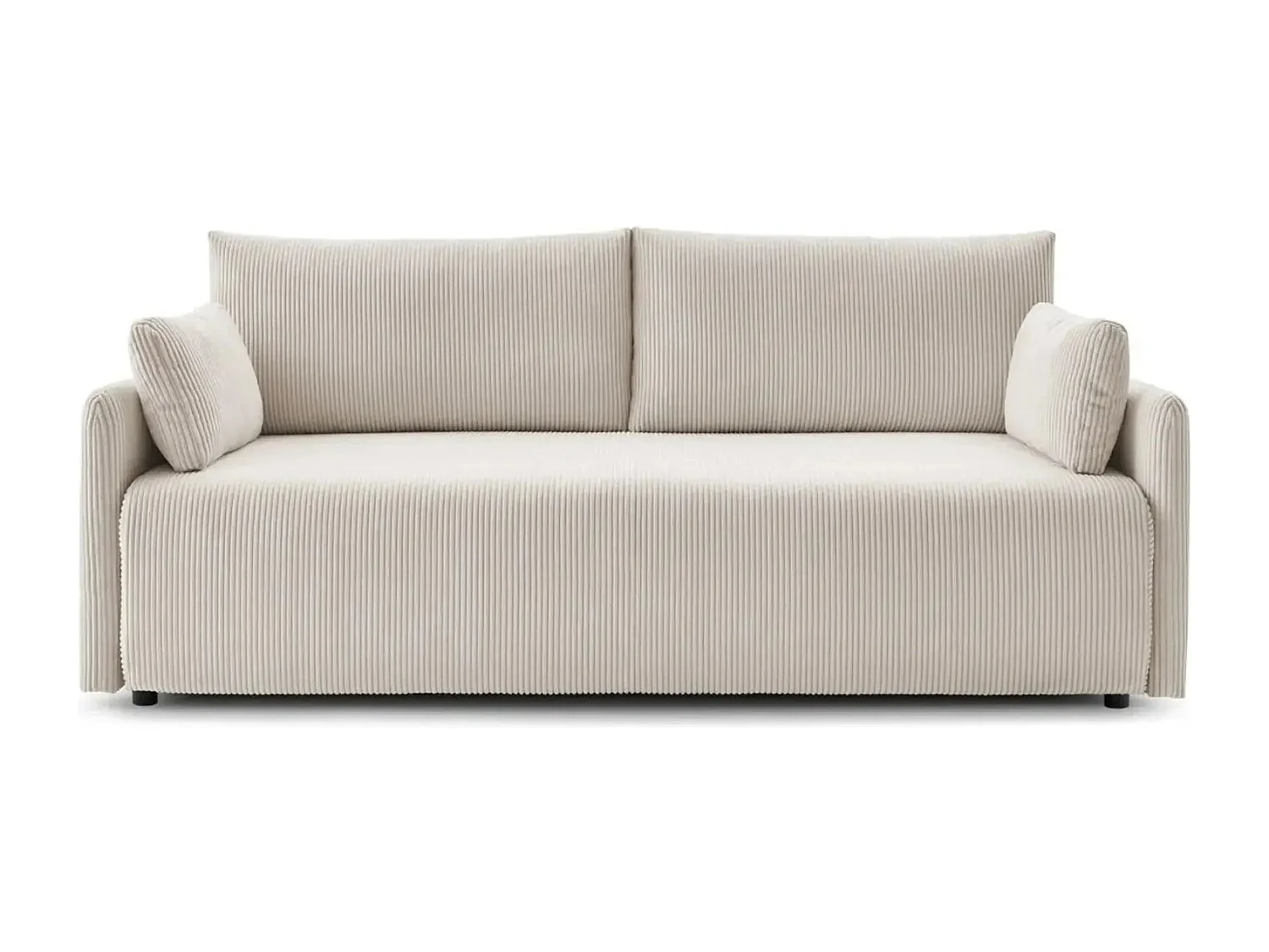 AXELLE - Canapé droit convertible velours côtelé 2 places - Beige