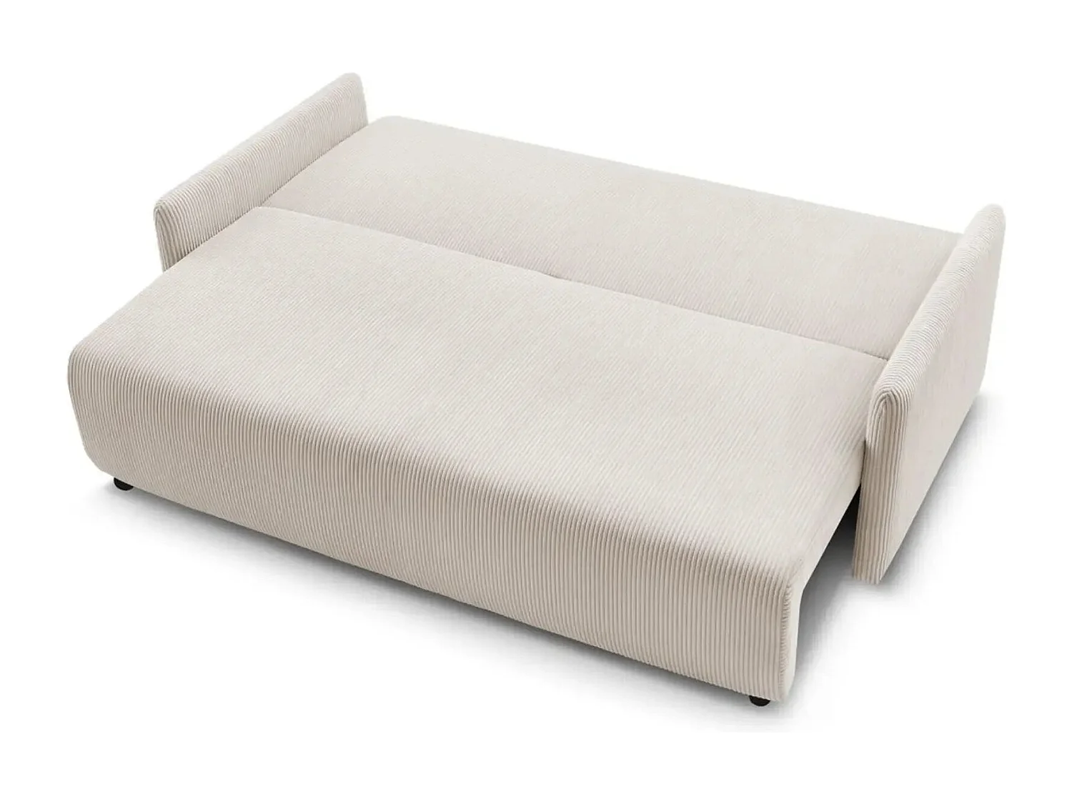 AXELLE - Canapé droit convertible velours côtelé 2 places - Beige