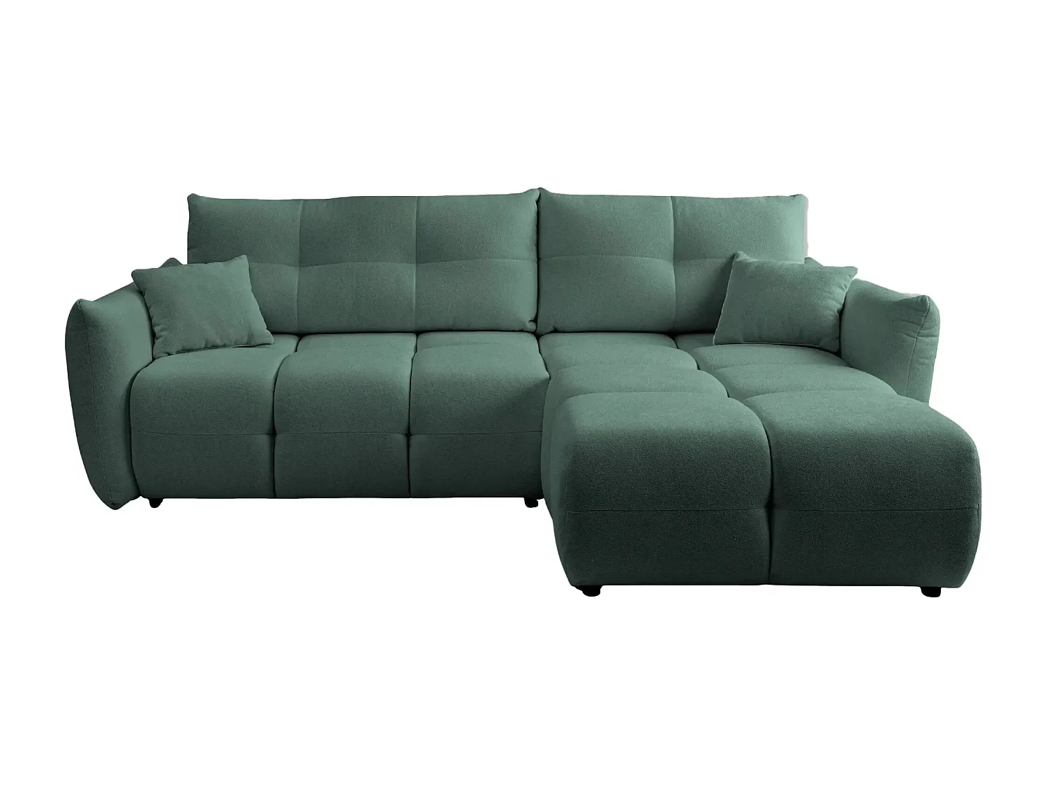 JUNE - Canapé d'angle convertible tissu bouclette 3 places - Vert