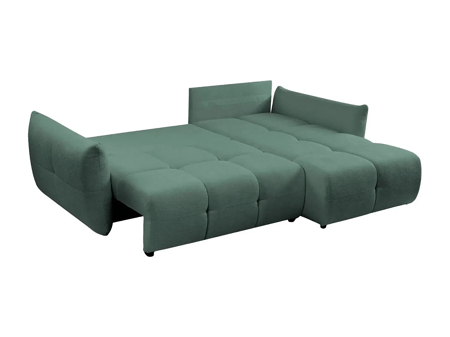 JUNE - Canapé d'angle convertible tissu bouclette 3 places - Vert