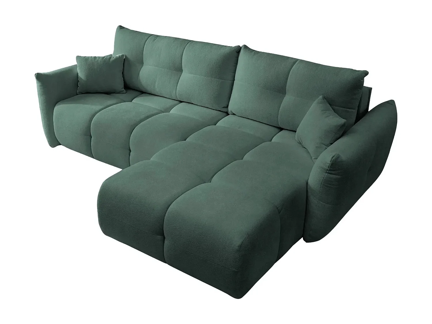 JUNE - Canapé d'angle convertible tissu bouclette 3 places - Vert