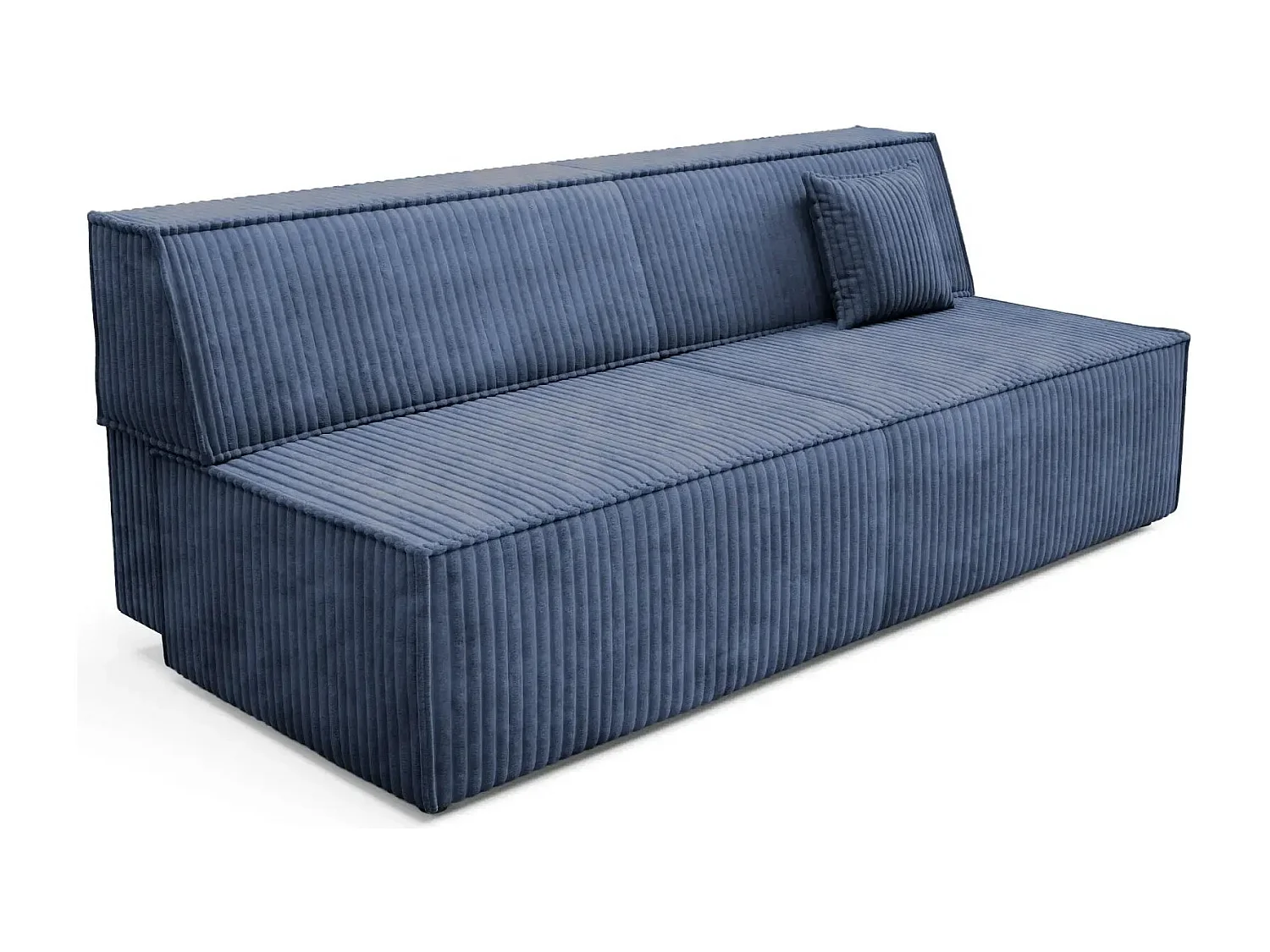 BURANO - Canapé droit convertible velours côtelé 2 places - Bleu