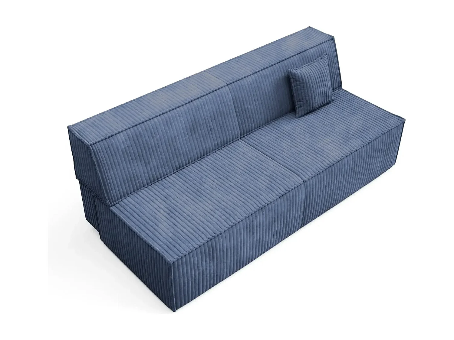 BURANO - Canapé droit convertible velours côtelé 2 places - Bleu