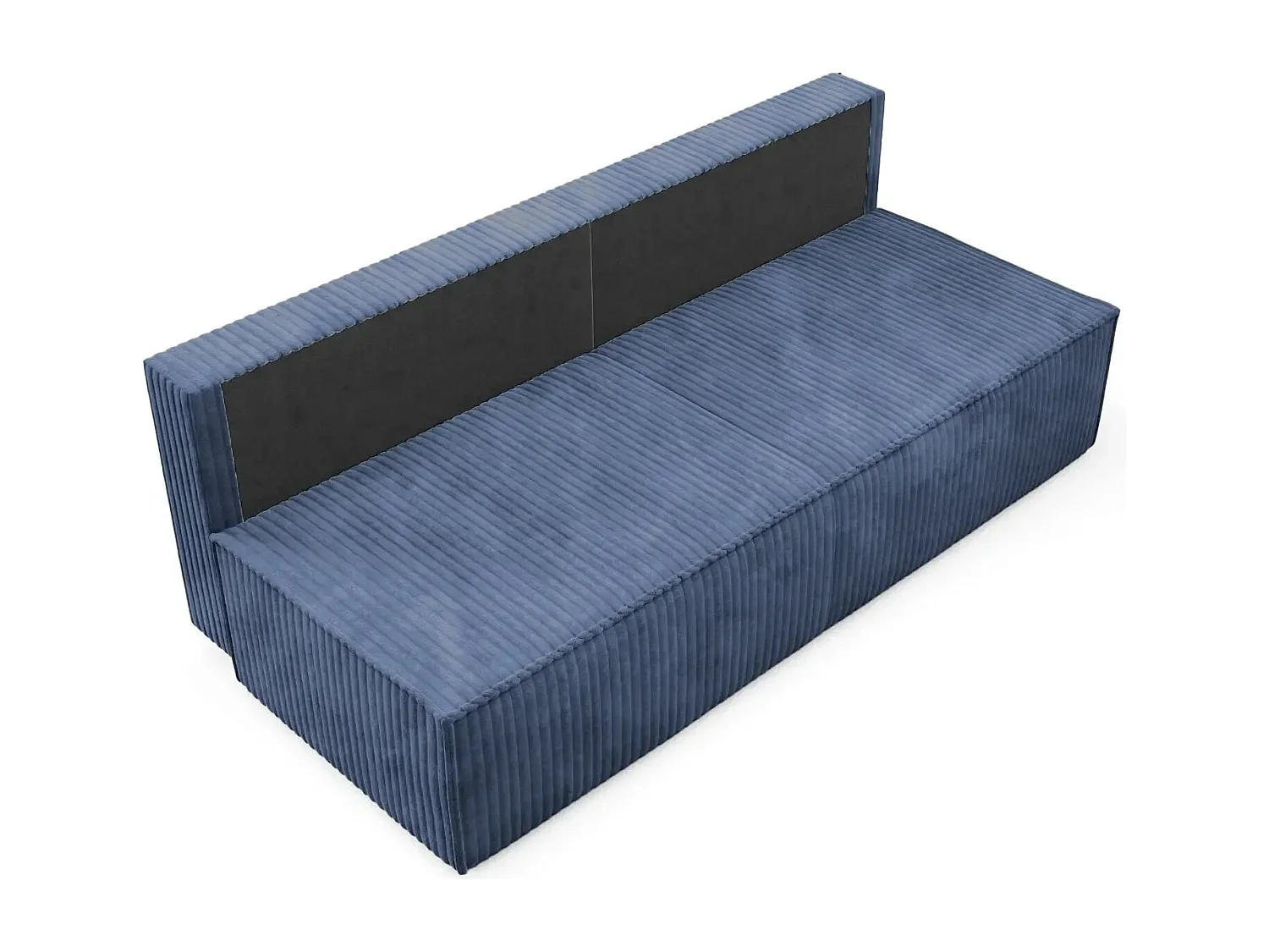 BURANO - Canapé droit convertible velours côtelé 2 places - Bleu