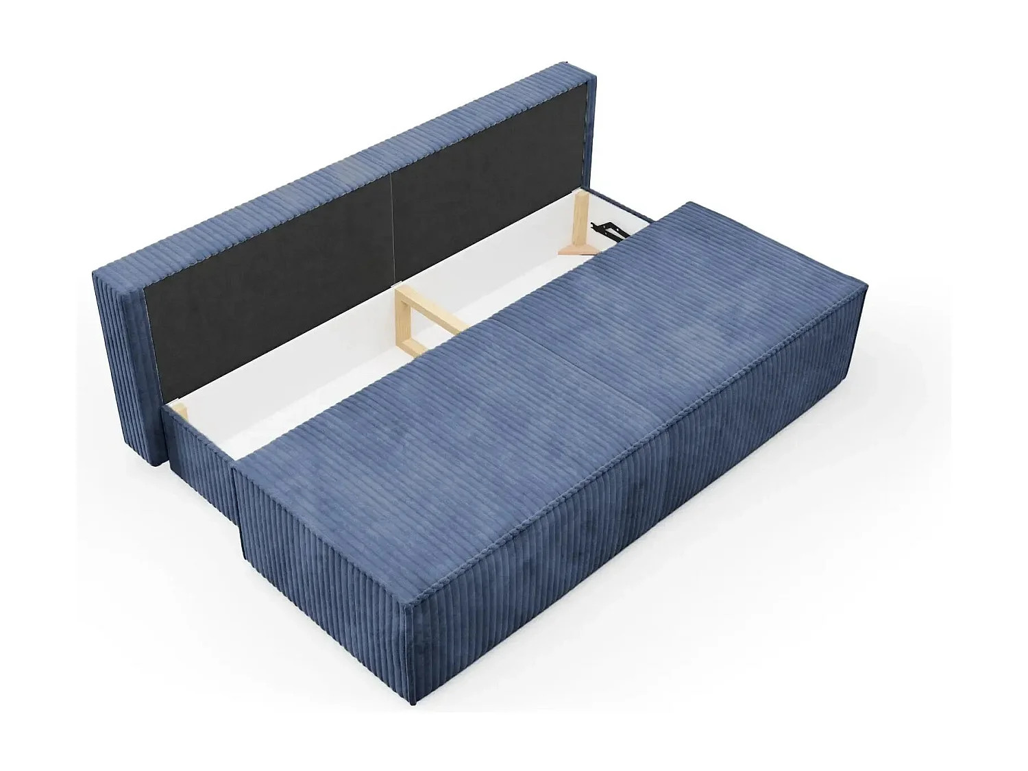 BURANO - Canapé droit convertible velours côtelé 2 places - Bleu