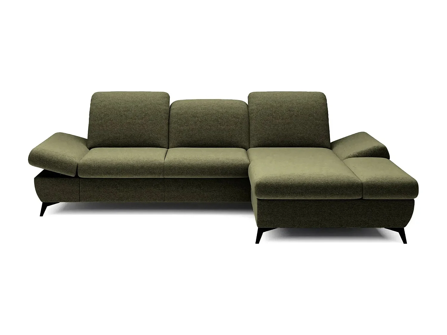 LIVIA - Canapé d'angle convertible tissu chiné 4 places - Vert - Gauche