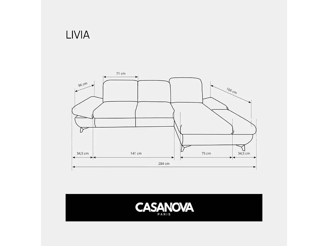 LIVIA - Canapé d'angle convertible tissu chiné 4 places - Vert - Gauche