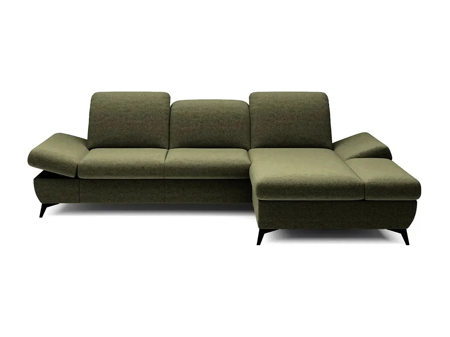 LIVIA - Canapé d'angle convertible tissu chiné 4 places - Vert - Gauche