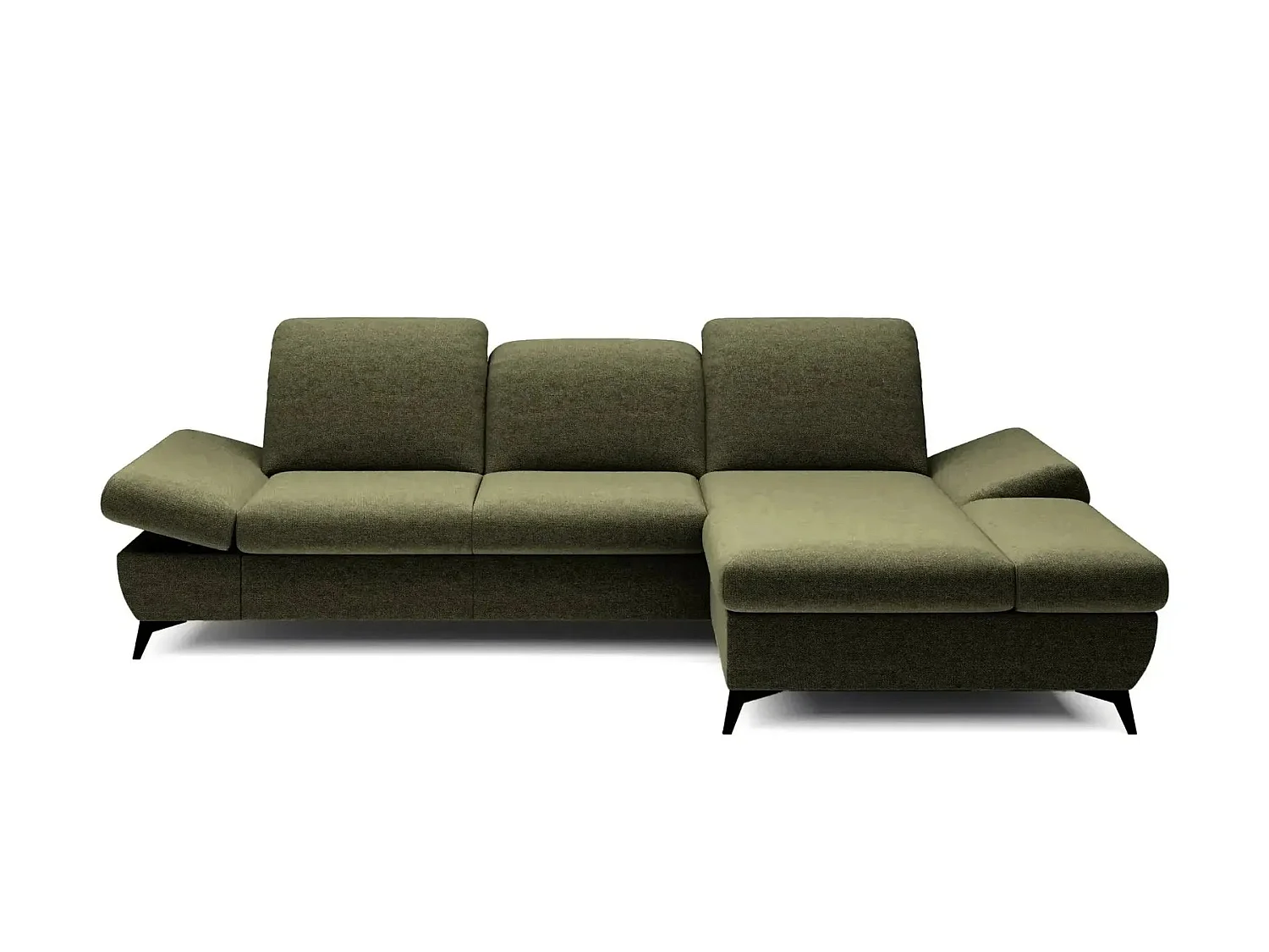 LIVIA - Canapé d'angle convertible tissu chiné 4 places Vert Gauche