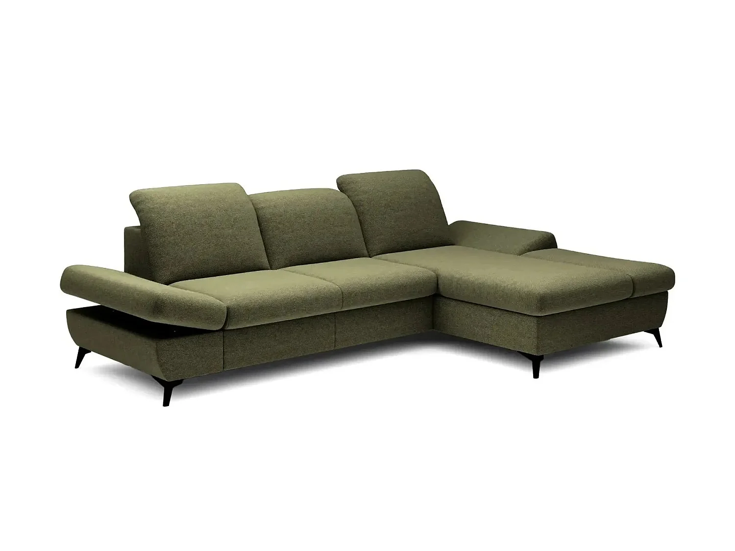 LIVIA - Canapé d'angle convertible tissu chiné 4 places Vert Gauche