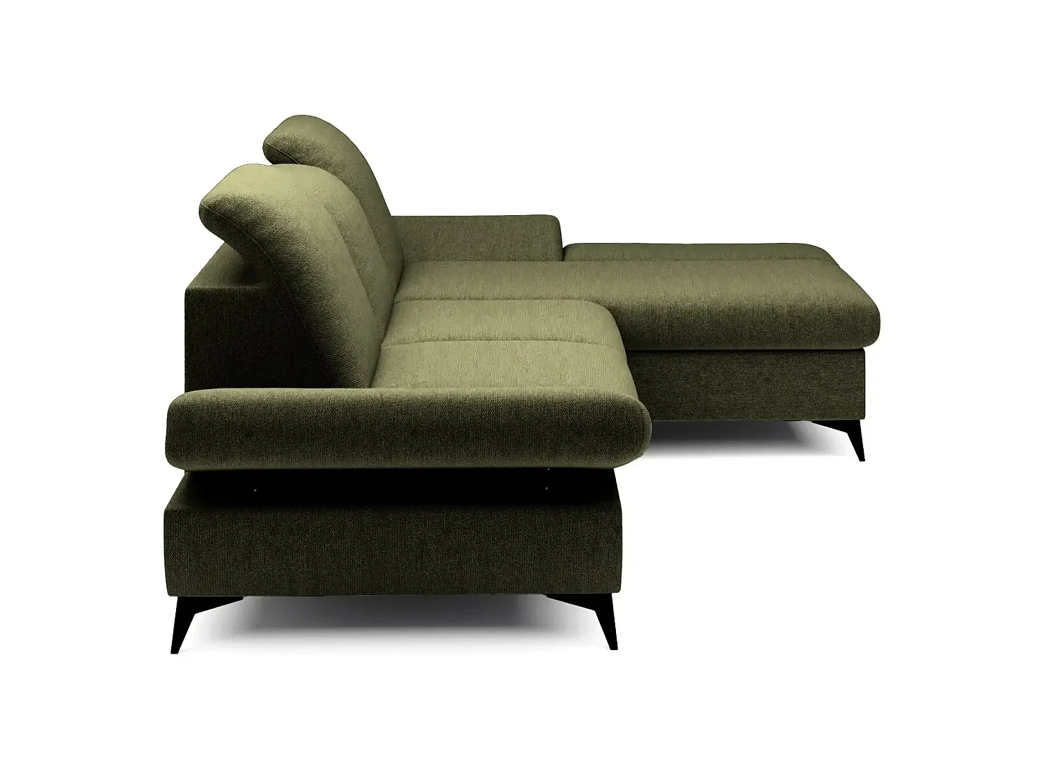 LIVIA - Canapé d'angle convertible tissu chiné 4 places Vert Gauche