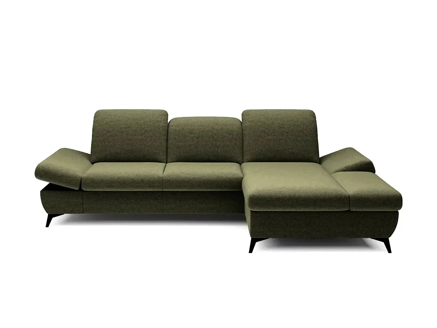 LIVIA - Canapé d'angle convertible tissu chiné 4 places Vert Gauche