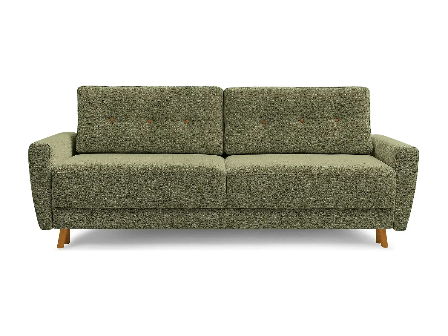 GASPARD - Canapé droit convertible tissu bouclette 3 places - Vert