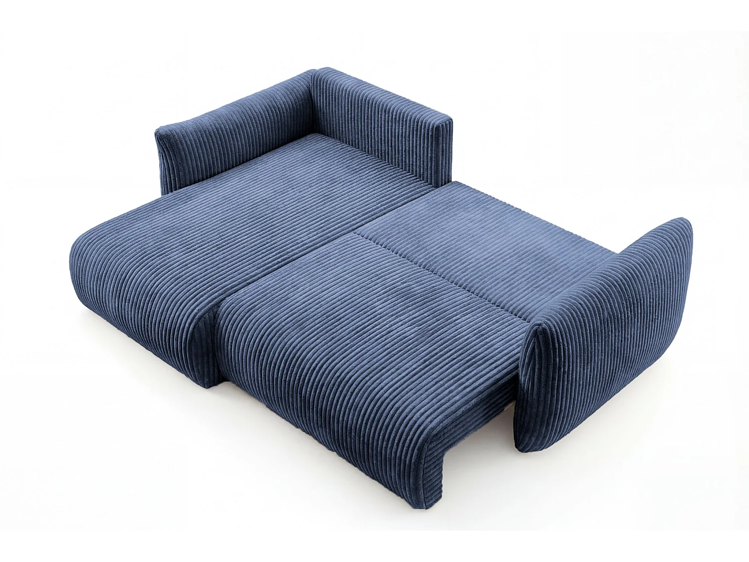 ELIO - Canapé d'angle convertible gros velours côtelé 4 places - Bleu