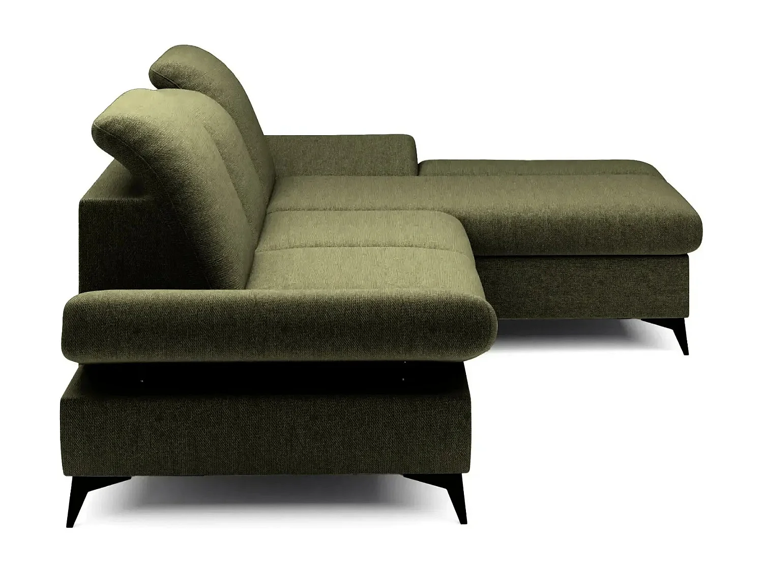 LIVIA - Canapé d'angle convertible tissu chiné 4 places - Vert - Droit