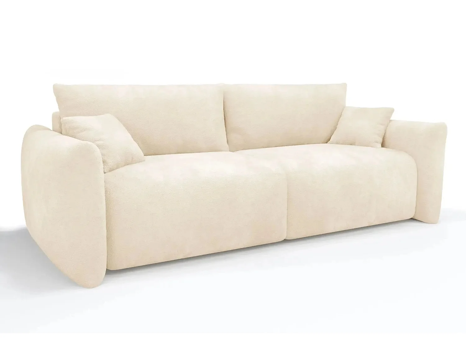 ELIO - Canapé convertible tissu bouclette 3 places - Beige