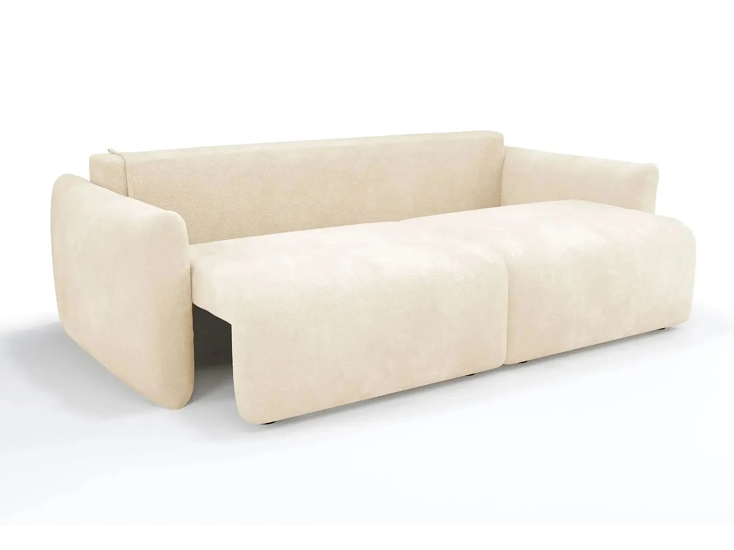 ELIO - Canapé convertible tissu bouclette 3 places - Beige